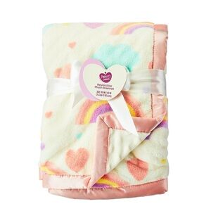 Parent’s Choice - Parfait Reversible Plush Blanket - Pastel Hearts and Rainbows